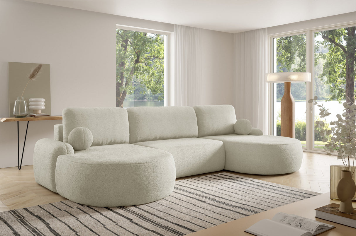 CORNER SOFA BED LUNA U 380cm universal RIGHT/LEFT CORNER / FOAM STAIN PROOF FABRIC