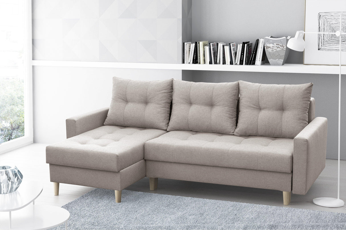 CORNER SOFA BED BRIAN 2X STORAGE SPACE MALMO 08 222x140cm universal RIGHT/LEFT CORNER / BONELL SPINGS + FOAM