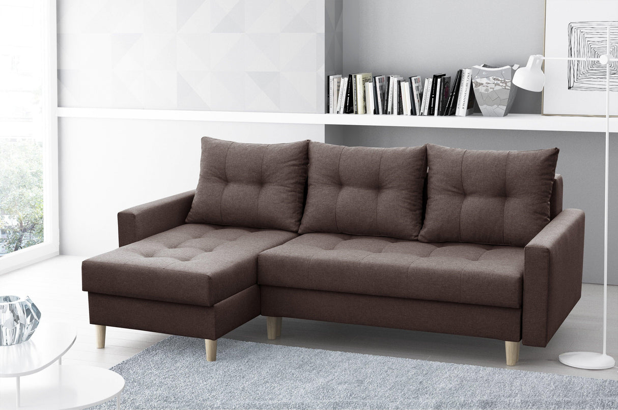 CORNER SOFA BED BRIAN 2X STORAGE SPACE MALMO 28 222x140cm universal RIGHT/LEFT CORNER / BONELL SPINGS + FOAM