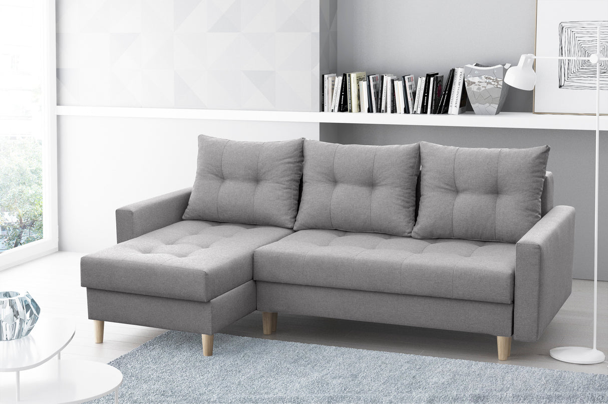 CORNER SOFA BED BRIAN 222x140CM 2X STORAGE SPACE Universal CORNER RIGHT/LEFT / BONELL SPINGS + FOAM