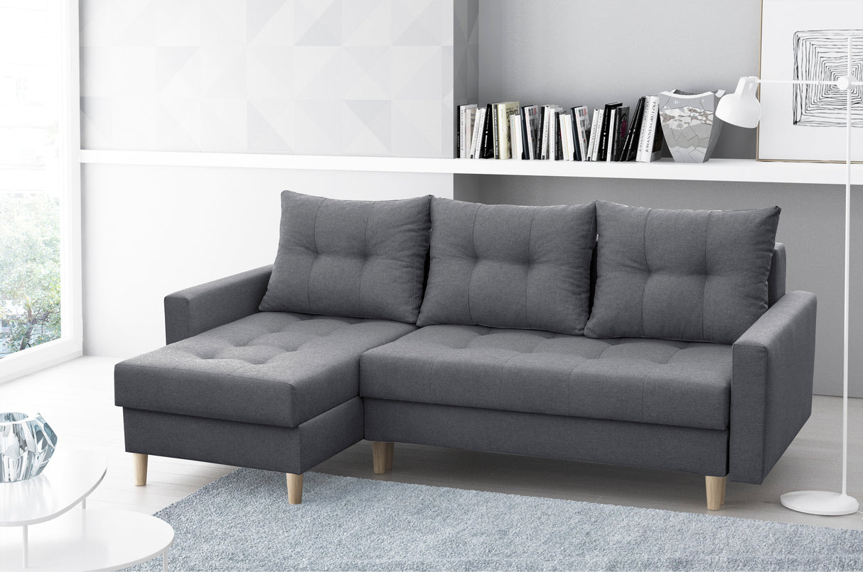 CORNER SOFA BED BRIAN 222x140CM 2X STORAGE SPACE Universal CORNER RIGHT/LEFT / BONELL SPINGS + FOAM