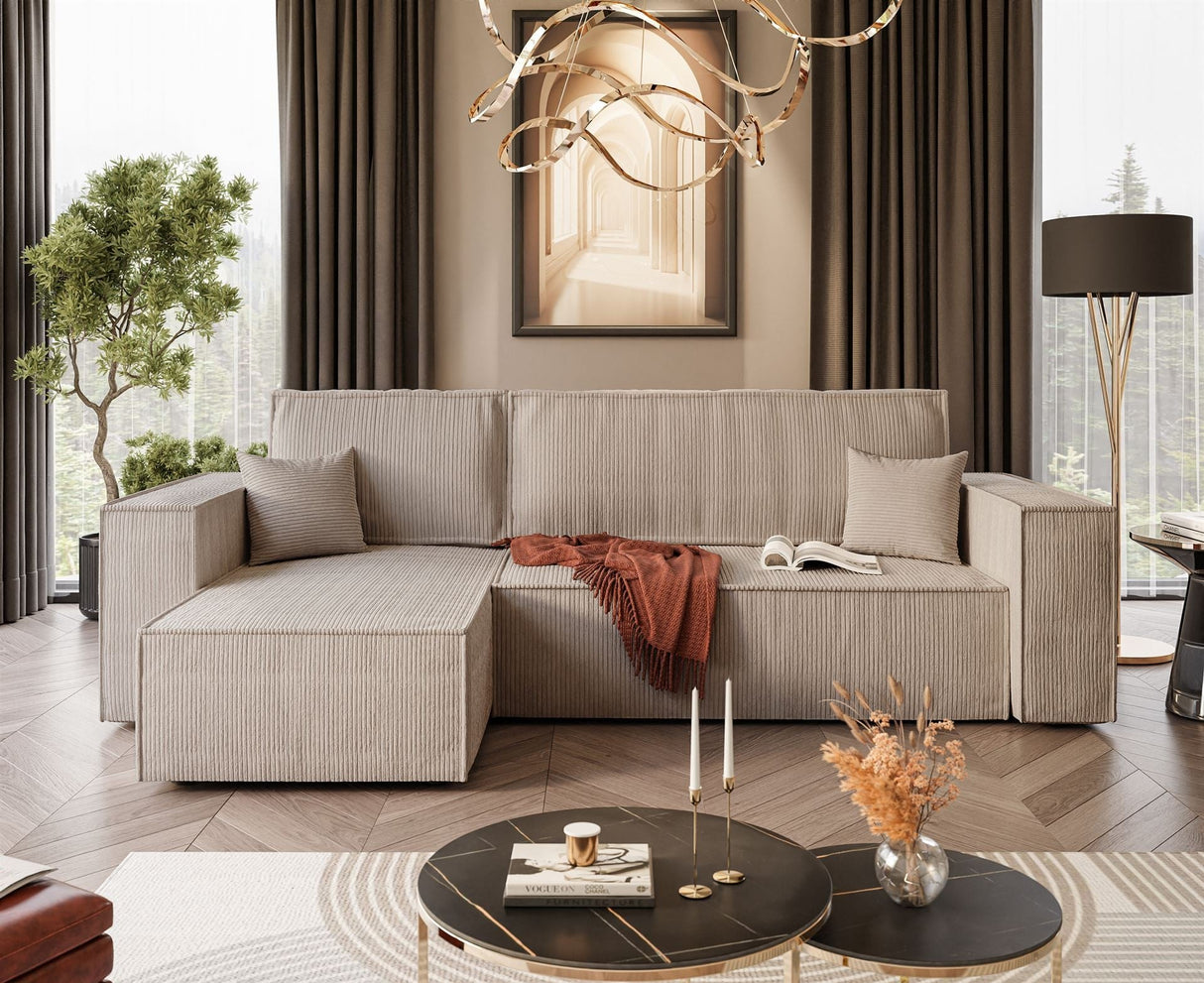 CORNER SOFA BED BERGAMO 247CM SPRINGS + FOAM
