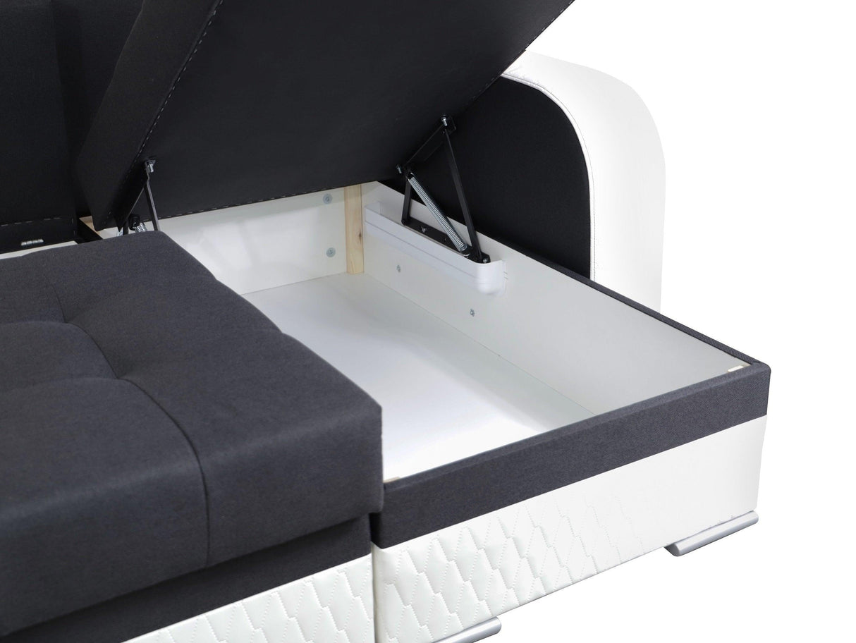 CORNER SOFA BED SAM BROWN BERLIN 03 / W55 236CM 2X STORAGE SPACE universal RIGHT/LEFT CORNER / BONELL SPRINGS + FOAM