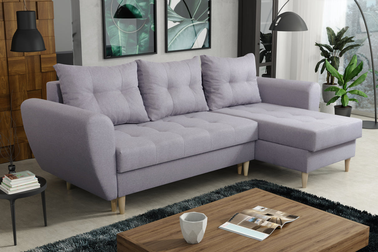 CORNER SOFA BED PALMO 2X STORAGE SPACE MALMO 90 GREY 240cm universal RIGHT/LEFT CORNER / BONELL SPRINGS + FOAM