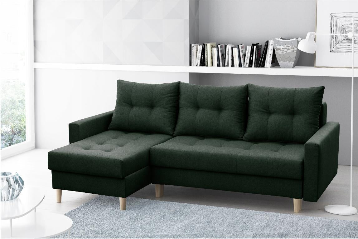 CORNER SOFA BED BRIAN 222x140CM 2X STORAGE SPACE Universal CORNER RIGHT/LEFT / BONELL SPINGS + FOAM