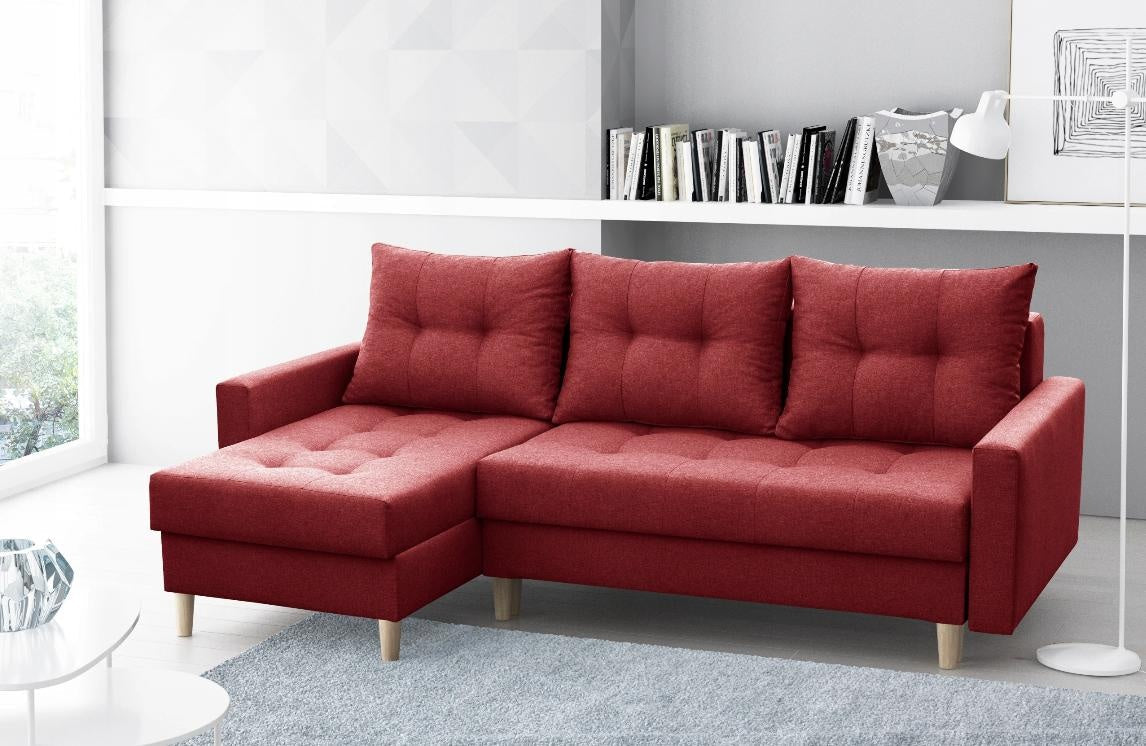 CORNER SOFA BED BRIAN 222x140CM 2X STORAGE SPACE Universal CORNER RIGHT/LEFT / BONELL SPINGS + FOAM