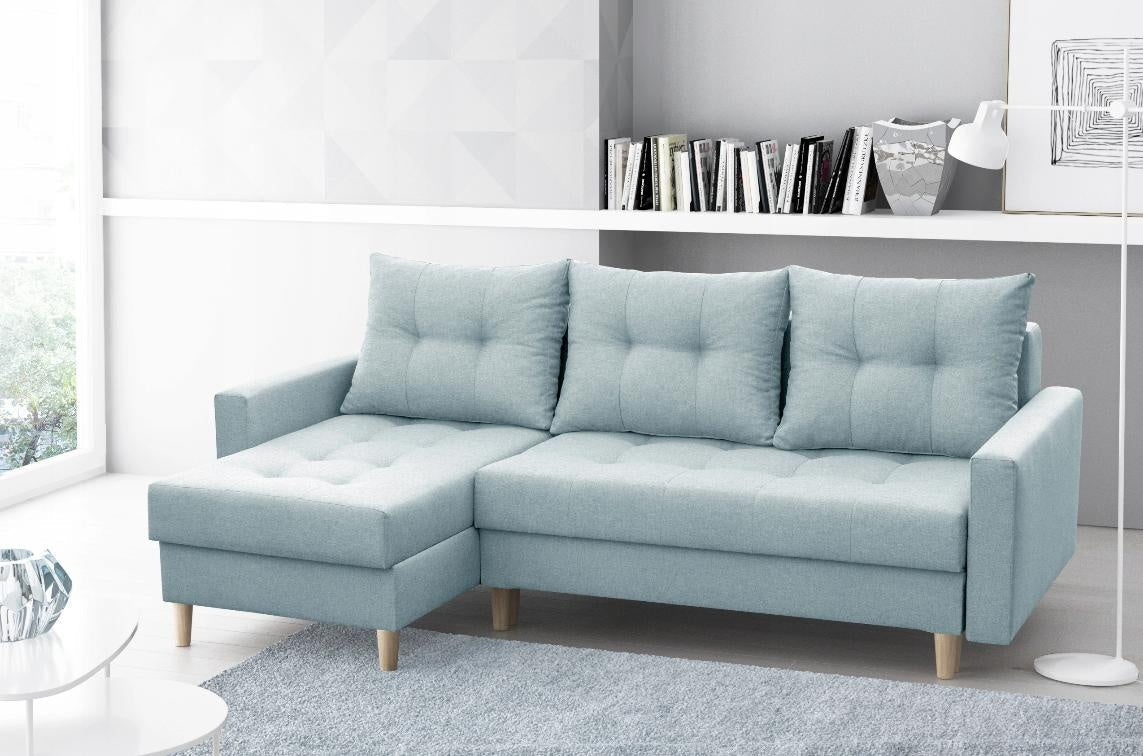 CORNER SOFA BED BRIAN 222x140CM 2X STORAGE SPACE Universal CORNER RIGHT/LEFT / BONELL SPINGS + FOAM