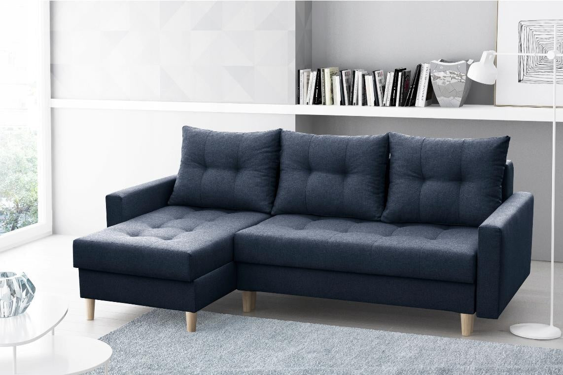 CORNER SOFA BED BRIAN 222x140CM 2X STORAGE SPACE Universal CORNER RIGHT/LEFT / BONELL SPINGS + FOAM
