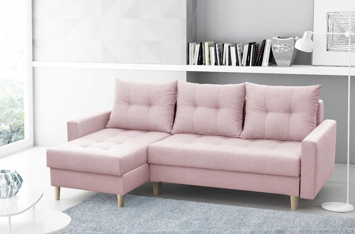 CORNER SOFA BED BRIAN 222x140CM 2X STORAGE SPACE Universal CORNER RIGHT/LEFT / BONELL SPINGS + FOAM