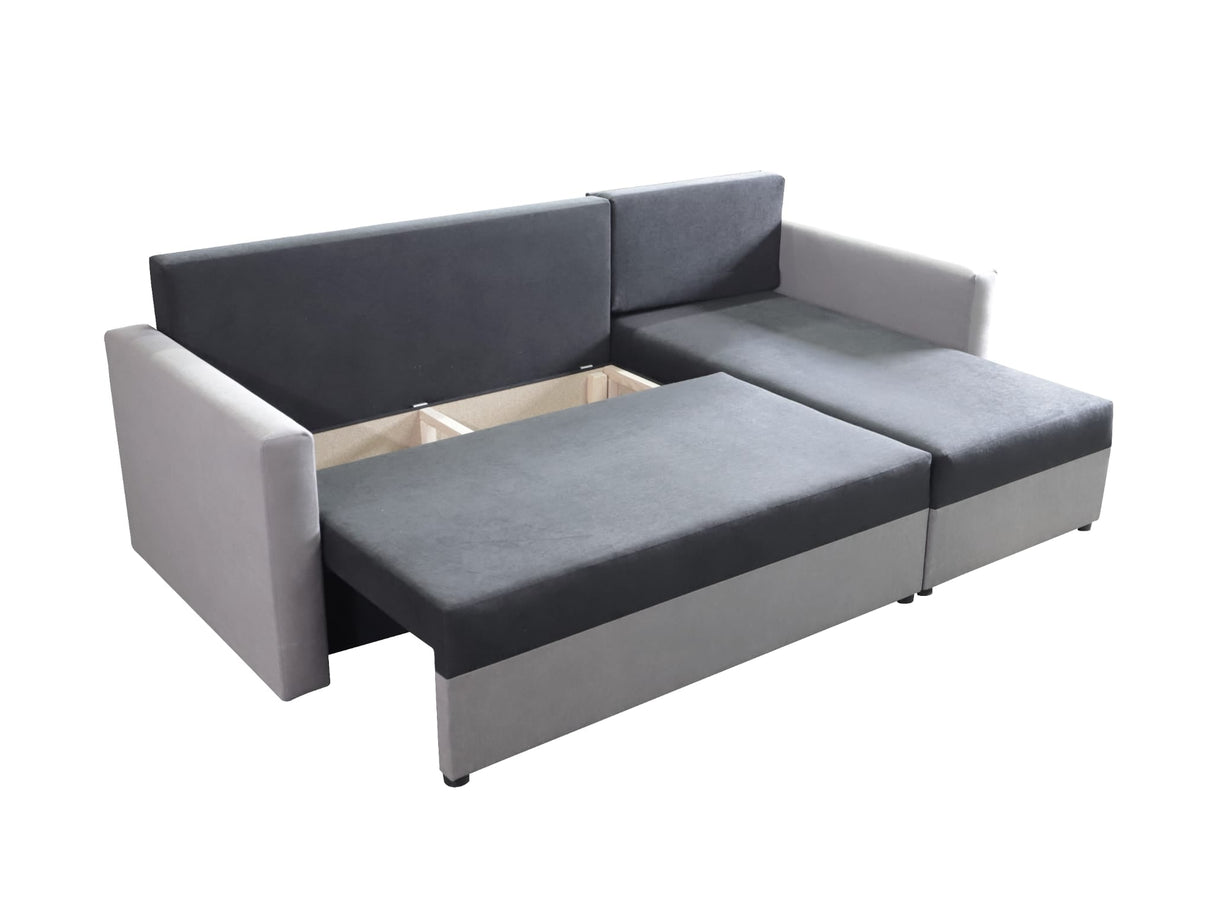 CORNER SOFA BED KEN BLACK/DARK GREY 15+27 222cm universal RIGHT/LEFT CORNER / FOAM