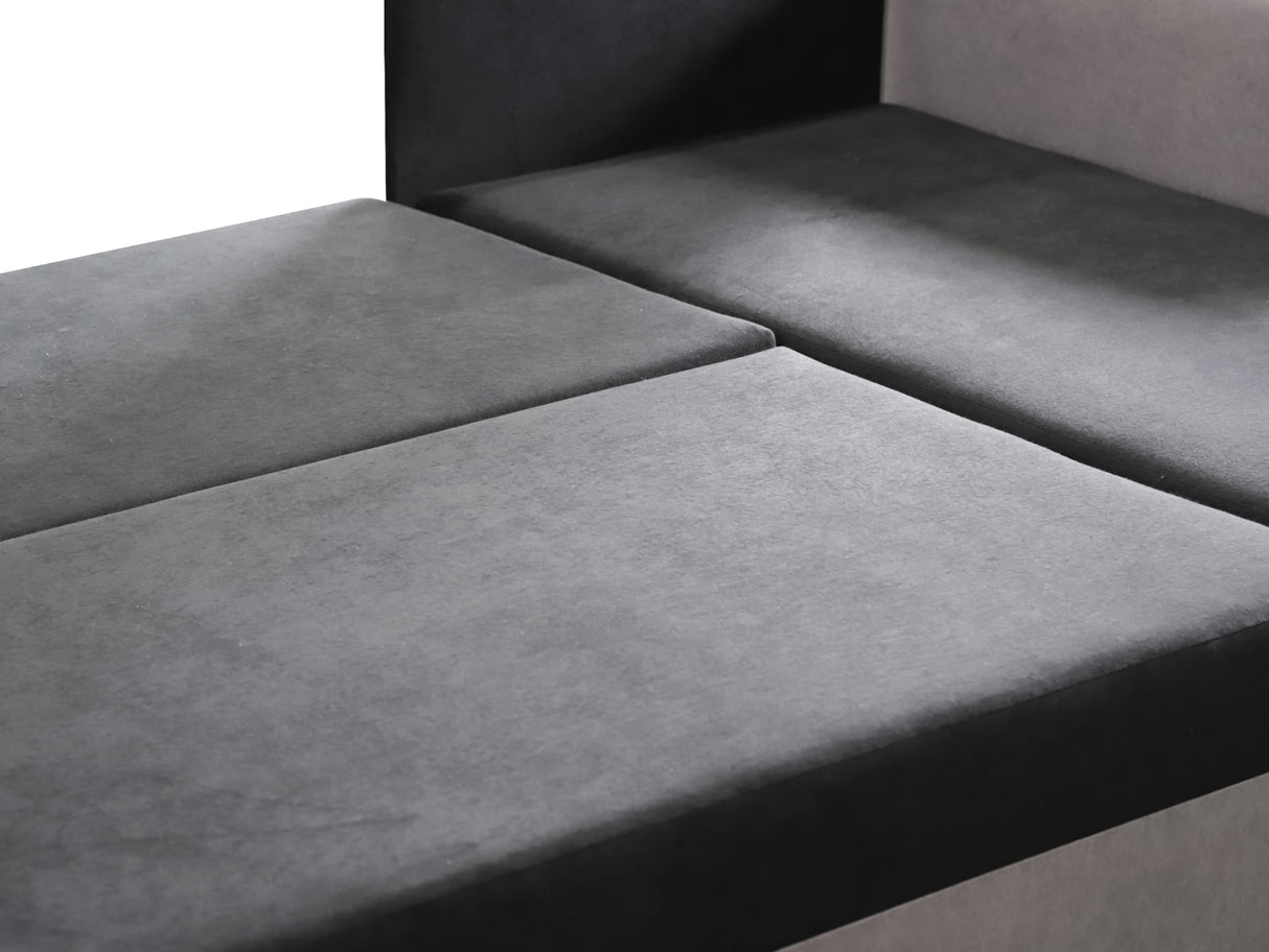 CORNER SOFA BED KEN BLACK/DARK GREY 15+27 222cm universal RIGHT/LEFT CORNER / FOAM