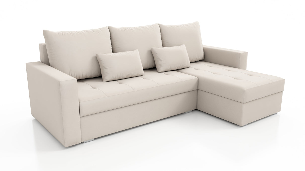 UNIVERSAL CORNER SOFA BED LOTUS 229CM BEIGE PAROS02 / FOAM 2X STORAGE