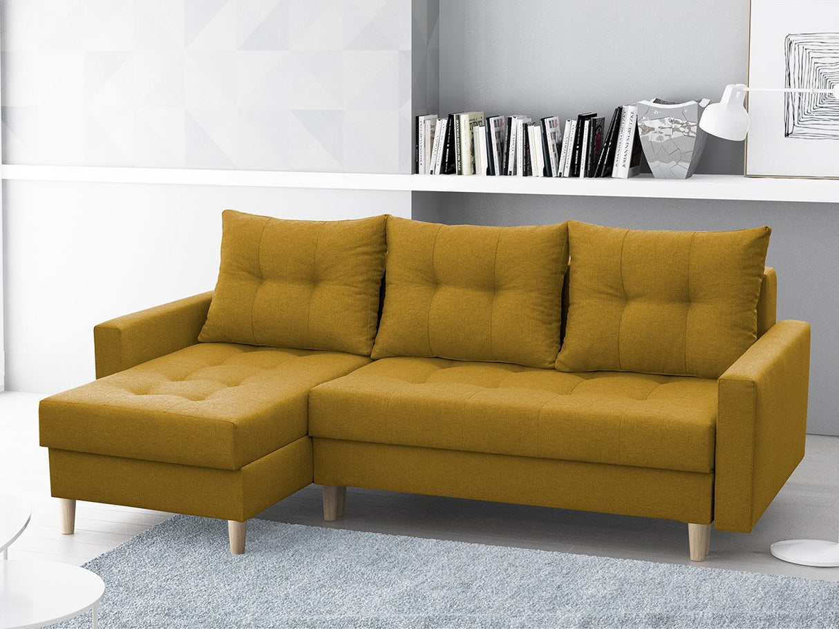 CORNER SOFA BED BRIAN 222x140CM 2X STORAGE SPACE Universal CORNER RIGHT/LEFT / BONELL SPINGS + FOAM