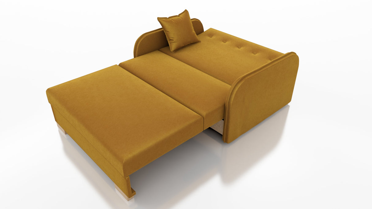 2 SEATER SOFA BED GOLDY 124CM EASY CLEAN FABRIC / SPRINGS + FOAM