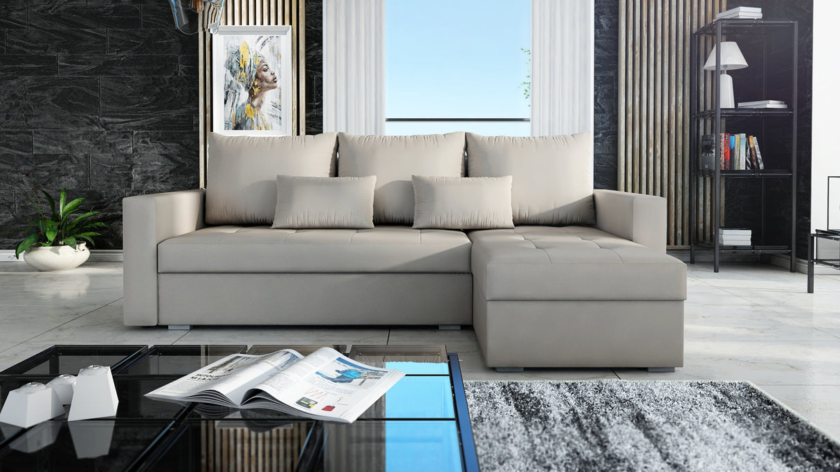 UNIVERSAL CORNER SOFA BED LOTUS 229CM BEIGE PAROS02 / FOAM 2X STORAGE