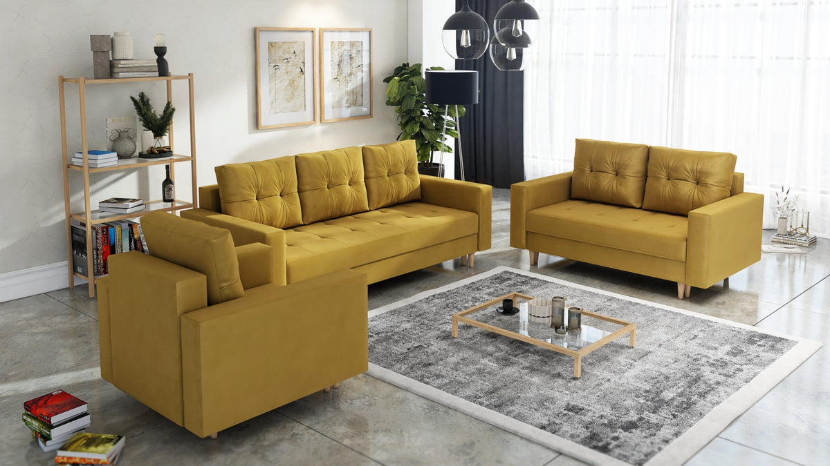 CANDY SOFA BEDS SET 3+2+1 / BONELL SPRINGS + FOAM / CHOICE OF MANY COLORS