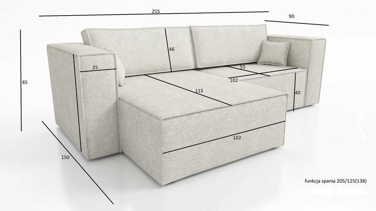 CORNER SOFA BED OTTO VOGUE 255CM UNIVERSAL CORNER