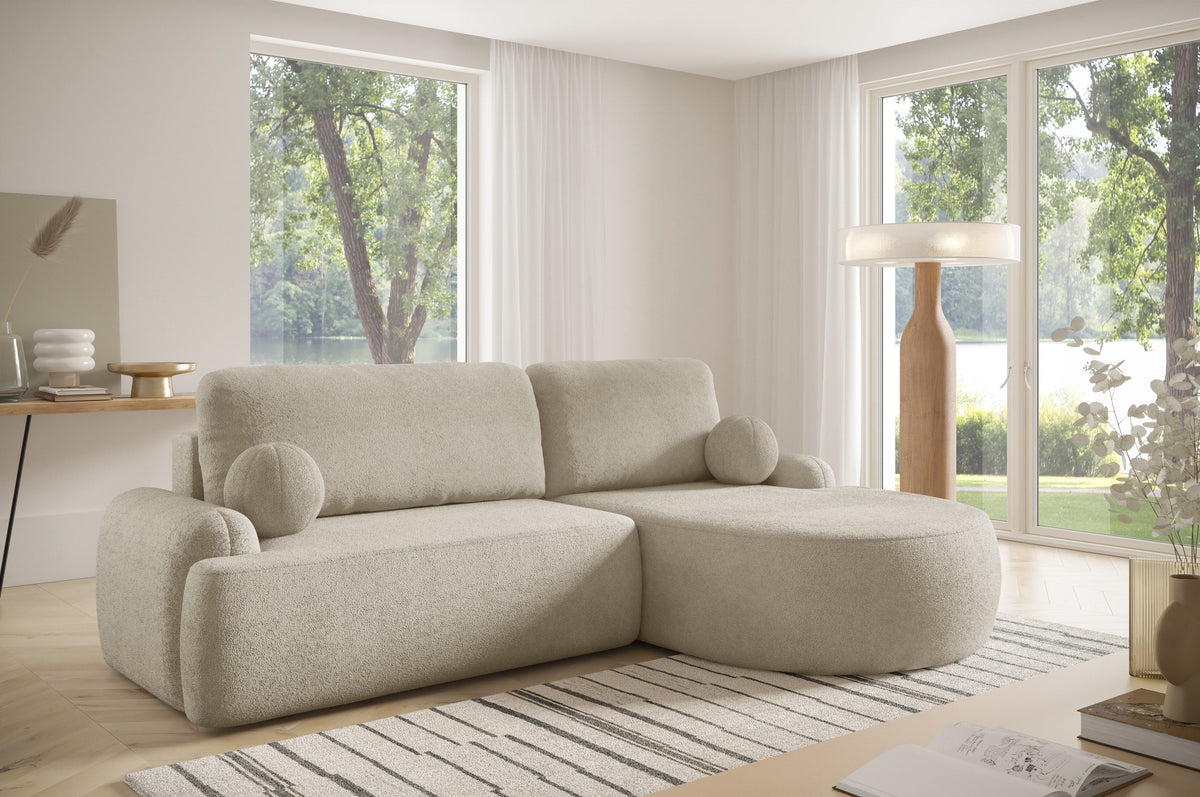 CORNER SOFA BED LUNA 264CM universal RIGHT/LEFT CORNER / FOAM STAIN PROOF FABRIC