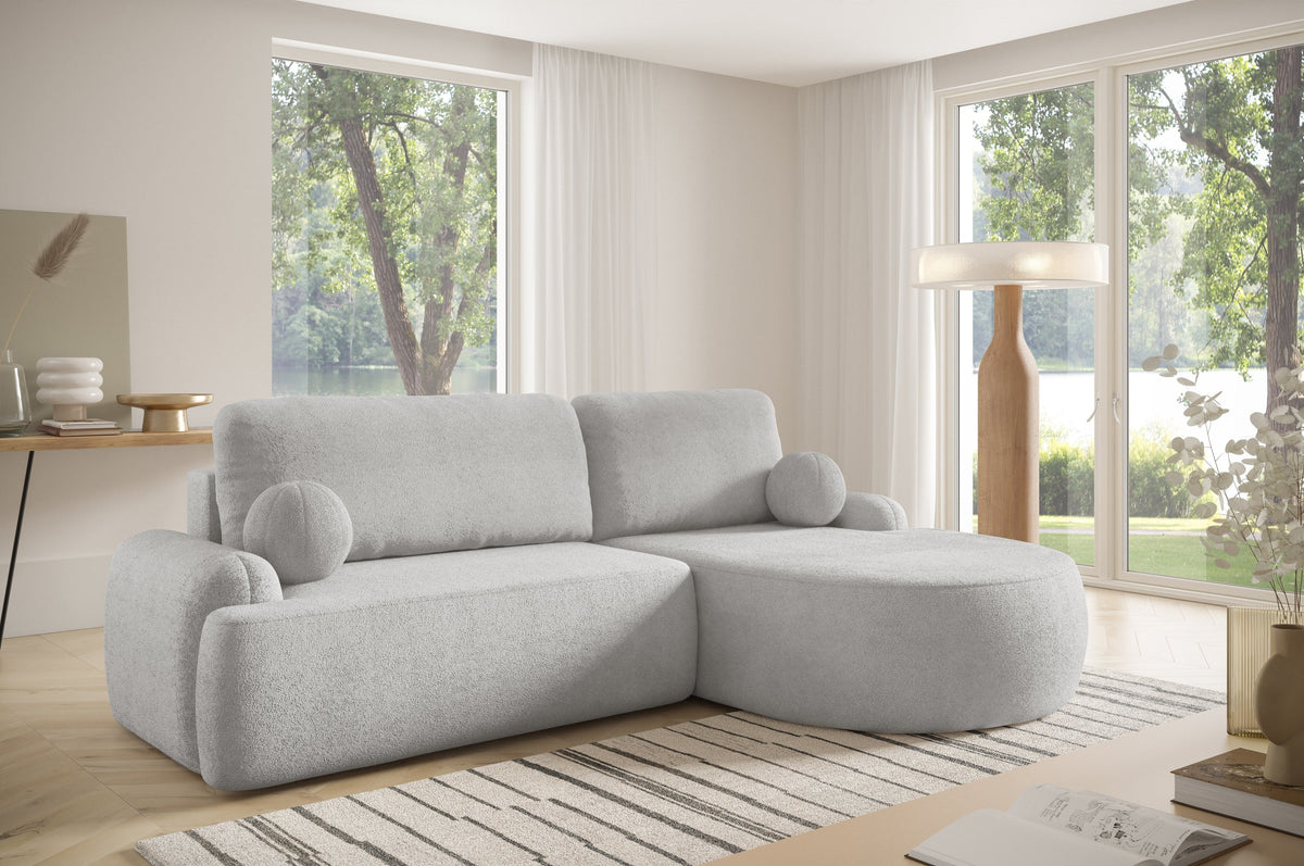 CORNER SOFA BED LUNA 264CM universal RIGHT/LEFT CORNER / FOAM STAIN PROOF FABRIC