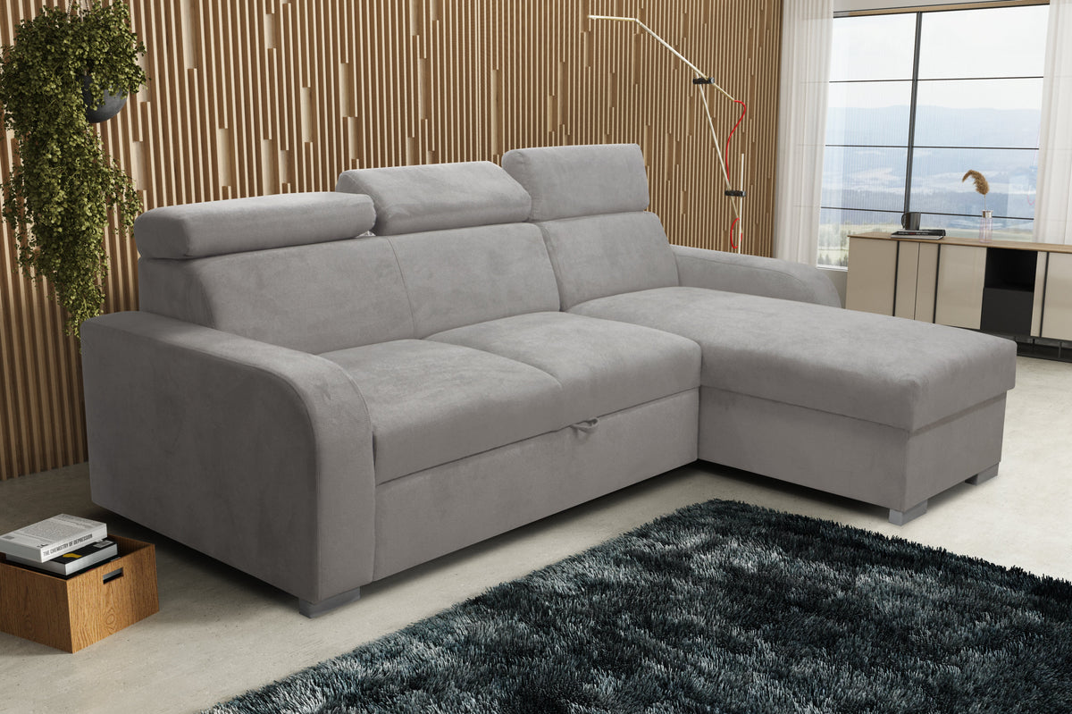 UNIVERSAL CORNER SOFA BED ASTEE 235CM ASTI13 EASY CLEAN FABRIC ADJUSTABLE HEADREST / SPRINGS + FOAM