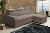 UNIVERSAL CORNER SOFA BED ASTEE 235CM EASY CLEAN FABRIC ADJUSTABLE HEADREST CHOICE OF COLORS / SPRINGS + FOAM