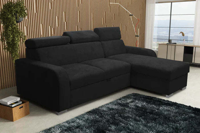 UNIVERSAL CORNER SOFA BED ASTEE 235CM ASTI15 EASY CLEAN FABRIC ADJUSTABLE HEADREST / SPRINGS + FOAM