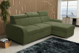 UNIVERSAL CORNER SOFA BED ASTEE 235CM EASY CLEAN FABRIC ADJUSTABLE HEADREST CHOICE OF COLORS / SPRINGS + FOAM