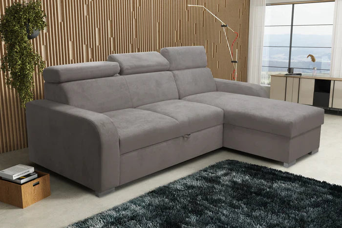 UNIVERSAL CORNER SOFA BED ASTEE 235CM ASTI23 EASY CLEAN FABRIC ADJUSTABLE HEADREST / SPRINGS + FOAM