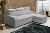 UNIVERSAL CORNER SOFA BED ASTEE 235CM EASY CLEAN FABRIC ADJUSTABLE HEADREST CHOICE OF COLORS / SPRINGS + FOAM