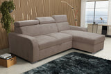 UNIVERSAL CORNER SOFA BED ASTEE 235CM EASY CLEAN FABRIC ADJUSTABLE HEADREST CHOICE OF COLORS / SPRINGS + FOAM