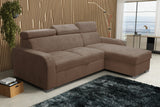 UNIVERSAL CORNER SOFA BED ASTEE 235CM EASY CLEAN FABRIC ADJUSTABLE HEADREST CHOICE OF COLORS / SPRINGS + FOAM
