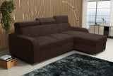 UNIVERSAL CORNER SOFA BED ASTEE 235CM EASY CLEAN FABRIC ADJUSTABLE HEADREST CHOICE OF COLORS / SPRINGS + FOAM