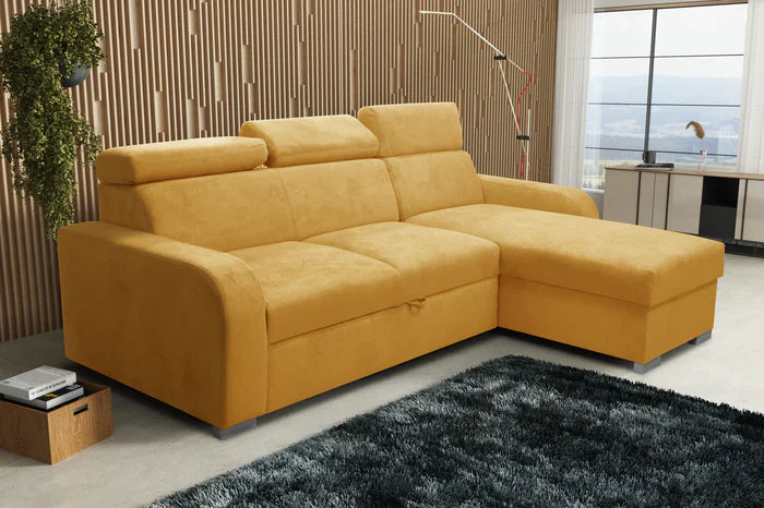 UNIVERSAL CORNER SOFA BED ASTEE 235CM ASTI8 EASY CLEAN FABRIC ADJUSTABLE HEADREST / SPRINGS + FOAM