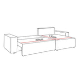 CORNER SOFA BED BERGAMO 247CM SPRINGS + FOAM