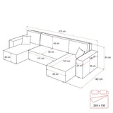 CORNER SOFA BED BERGAMO U 315CM SPRINGS + FOAM