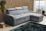 UNIVERSAL CORNER SOFA BED ASTEE 235CM CROWN18 EASY CLEAN FABRIC ADJUSTABLE HEADREST / SPRINGS + FOAM