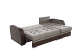 CORNER SOFA BED SAM BROWN BERLIN 03 / W55 236CM 2X STORAGE SPACE universal RIGHT/LEFT CORNER / BONELL SPRINGS + FOAM