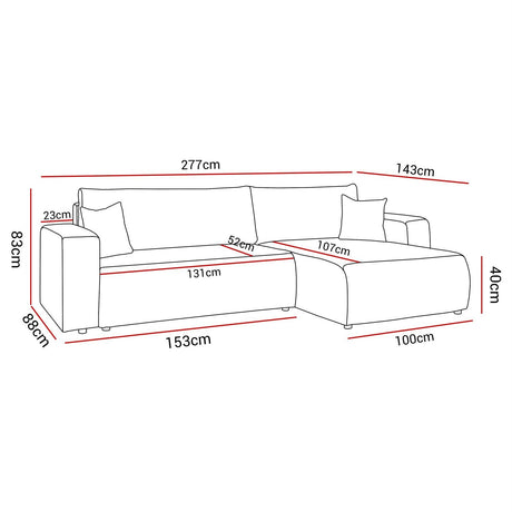 CORNER SOFA BED MALIBU XL 277CM SPRINGS + FOAM