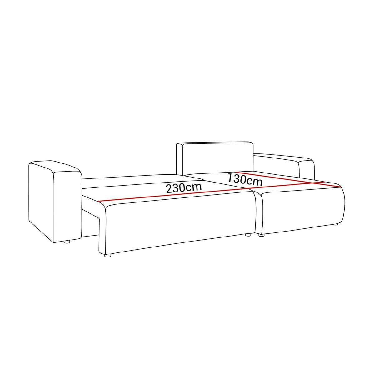 CORNER SOFA BED MALIBU XL 277CM SPRINGS + FOAM