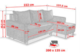 NEW! CORNER SOFA BED SNUGGY 222CM MANILA 20 UNIVERSAL CORNER RIGHT/LEFT / FOAM