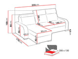 UNIVERSAL CORNER SOFA BED ASTEE 235CM CROWN18 EASY CLEAN FABRIC ADJUSTABLE HEADREST / SPRINGS + FOAM