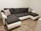 CORNER SOFA BED PRADO U LAWA 17/1115 DARK GREY/WHITE 300CM / SPRINGS + FOAM