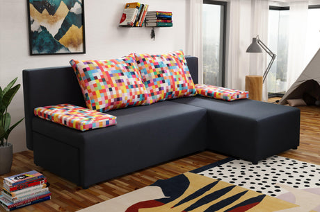 SMALL CORNER SOFA BED MONTANA 201CM CHOICE OF COLOR UNIVERSAL CORNER RIGHT/LEFT CORNER / FOAM