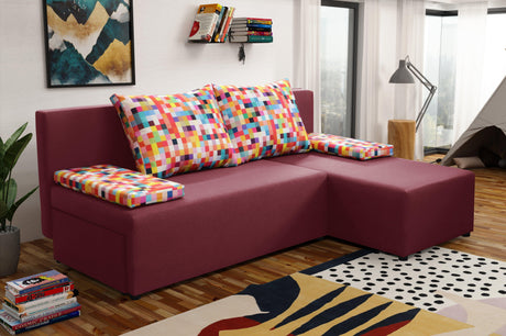 SMALL CORNER SOFA BED MONTANA 201CM CHOICE OF COLOR UNIVERSAL CORNER RIGHT/LEFT CORNER / FOAM
