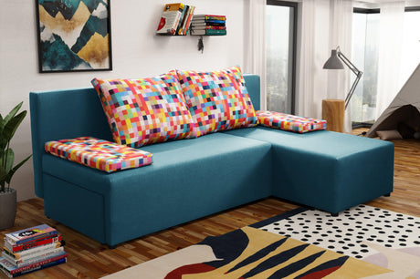 SMALL CORNER SOFA BED MONTANA 201CM CHOICE OF COLOR UNIVERSAL CORNER RIGHT/LEFT CORNER / FOAM
