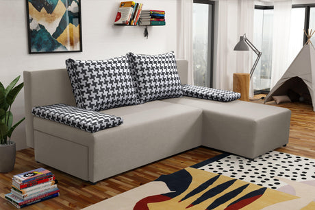 SMALL CORNER SOFA BED TOM 201CM CHOICE OF COLOR UNIVERSAL RIGHT/LEFT CORNER / FOAM