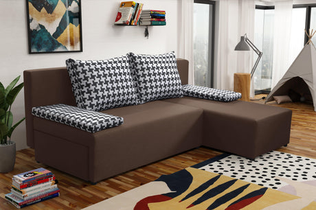 SMALL CORNER SOFA BED TOM 201CM CHOICE OF COLOR UNIVERSAL RIGHT/LEFT CORNER / FOAM