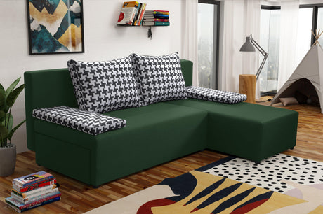 SMALL CORNER SOFA BED TOM 201CM CHOICE OF COLOR UNIVERSAL RIGHT/LEFT CORNER / FOAM