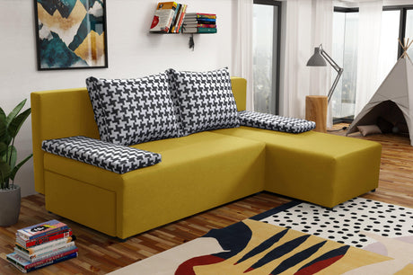 SMALL CORNER SOFA BED TOM 201CM CHOICE OF COLOR UNIVERSAL RIGHT/LEFT CORNER / FOAM