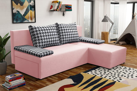 SMALL CORNER SOFA BED TOM 201CM CHOICE OF COLOR UNIVERSAL RIGHT/LEFT CORNER / FOAM